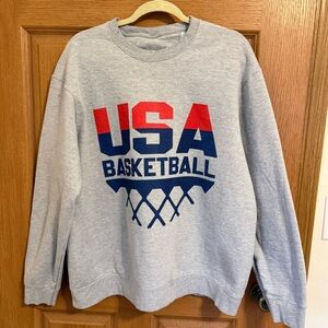 USA Basketball Graphic Crewneck Sweatshirt Gray Men's L/XL Olympic Style